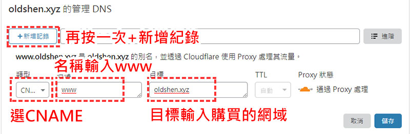 cloudflare DNS設定