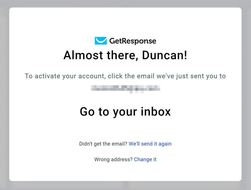 Email 信箱收取確認信來激活帳戶