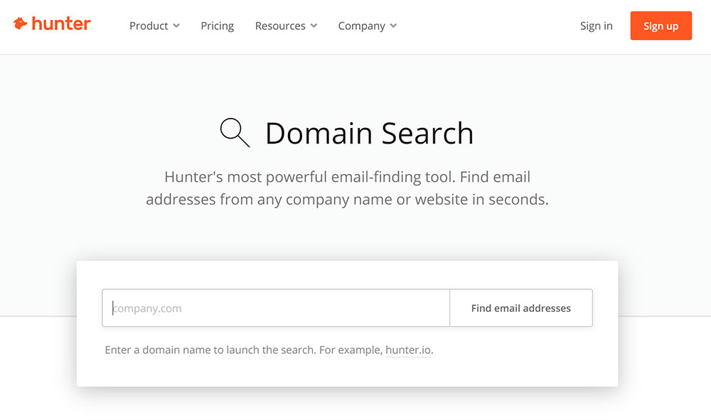 名單搜尋工具 Hunter.io