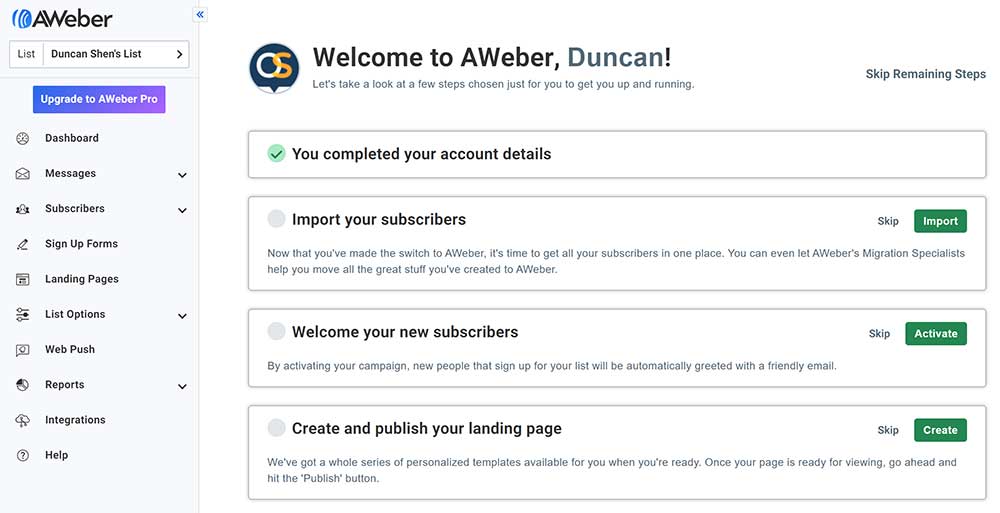 Aweber 註冊流程